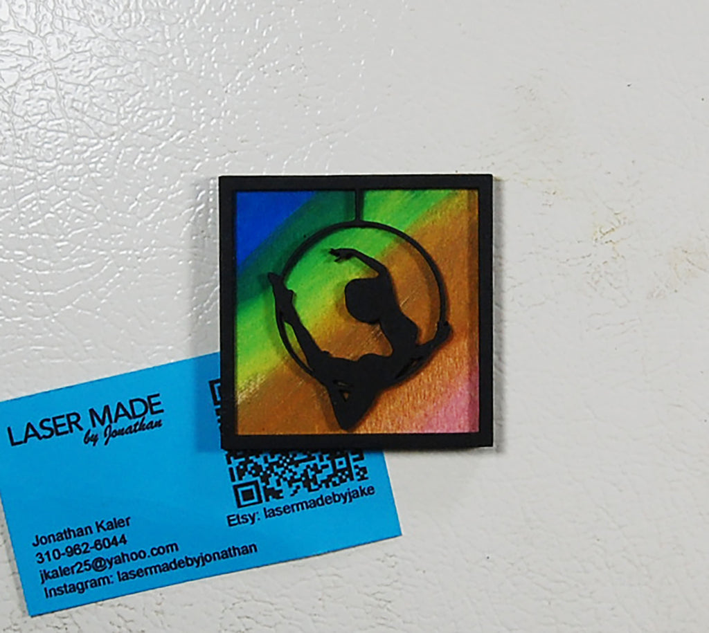 Hand-painted basswood aerialist magnet