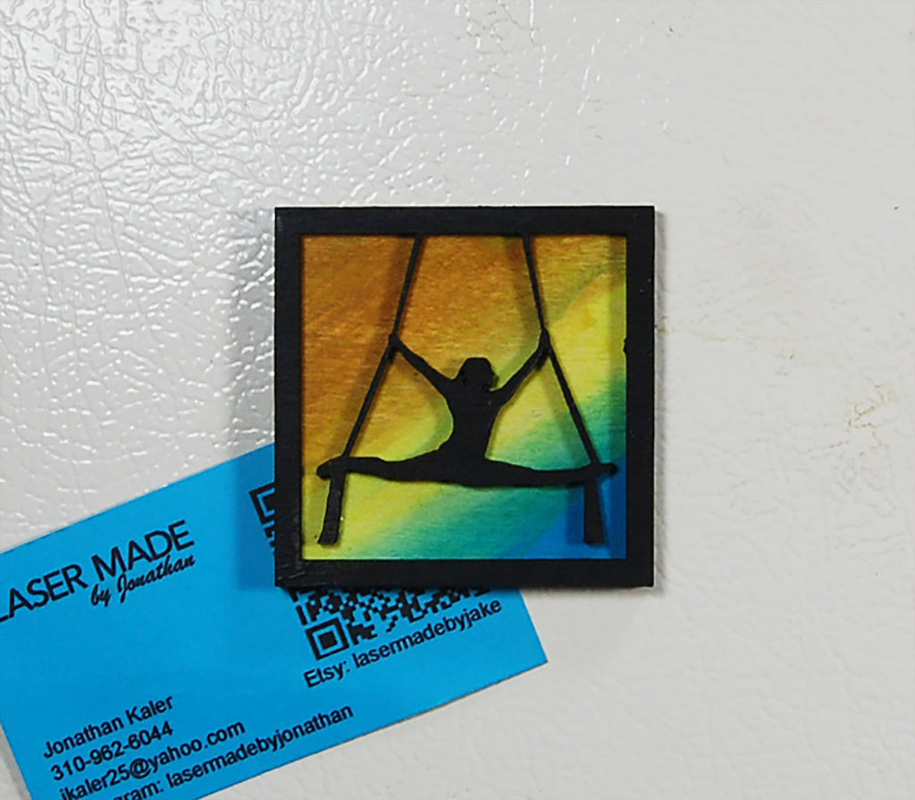 Hand-painted basswood aerialist magnet variation