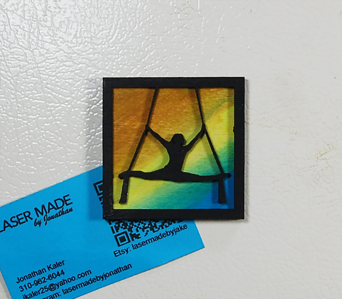 Hand-painted basswood aerialist magnet variation
