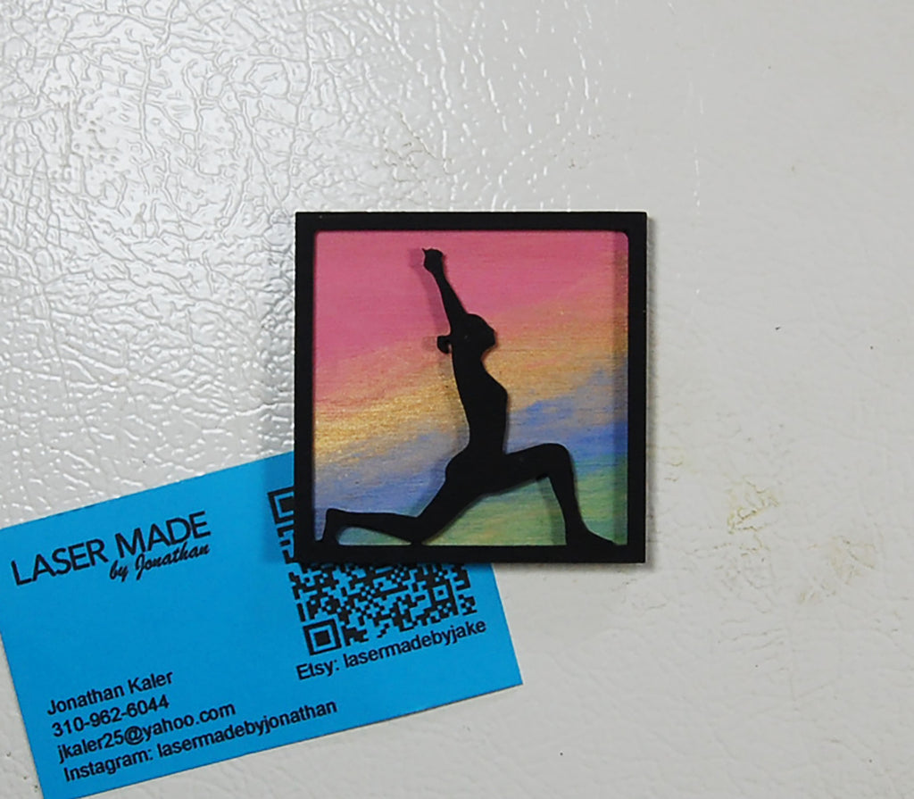 Hand-painted basswood aerobics magnet