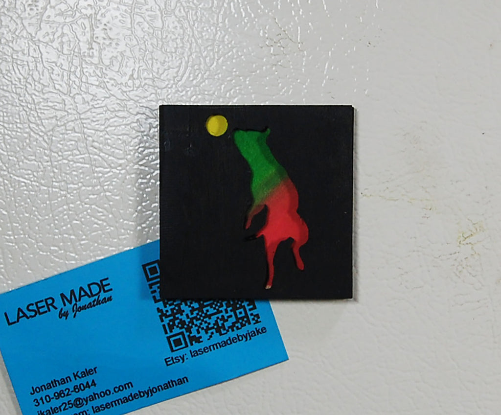 Hand-painted basswood agility dog magnet