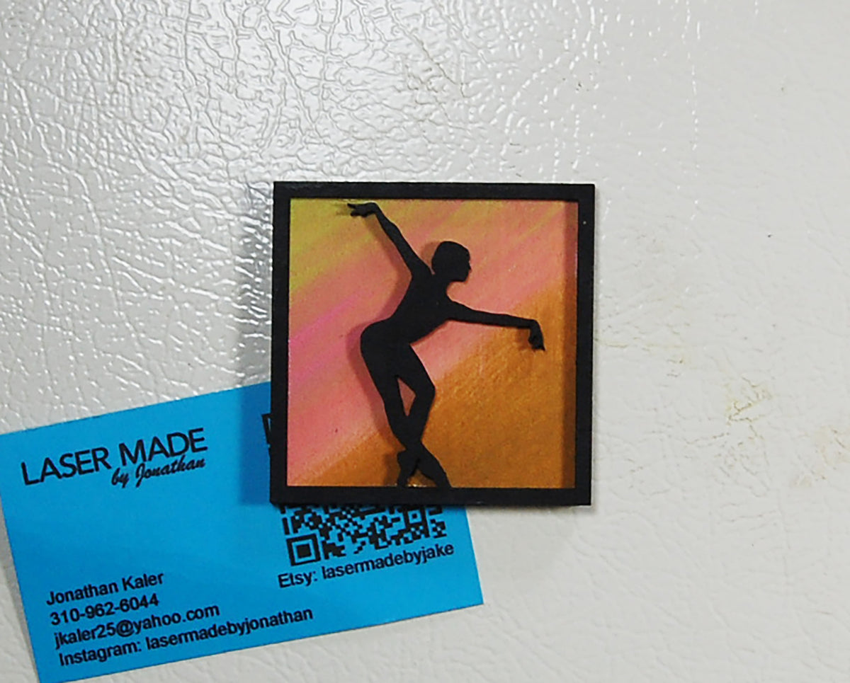 Hand-painted basswood ballerina magnet variation