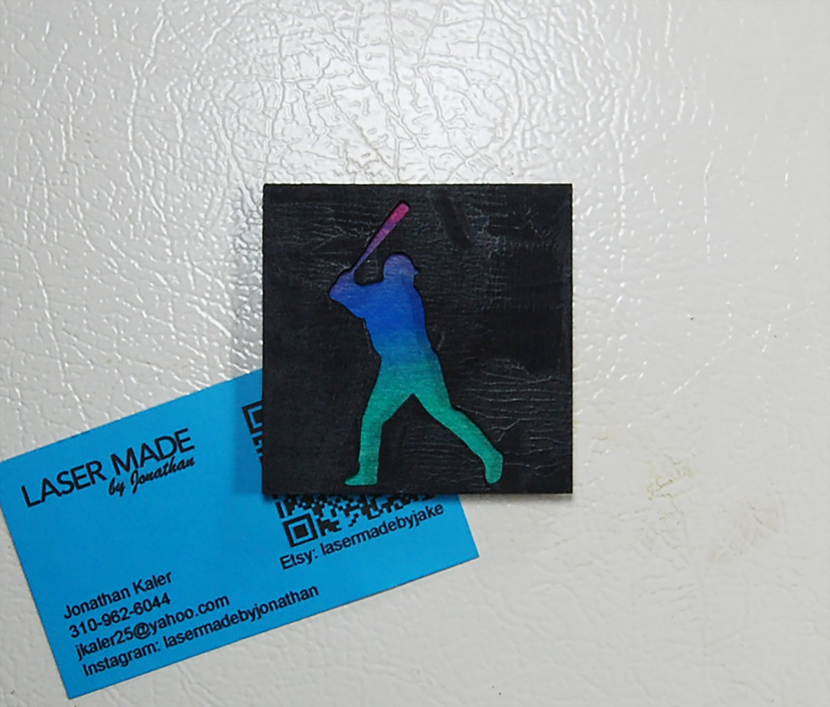 Hand-painted basswood baseball magnet