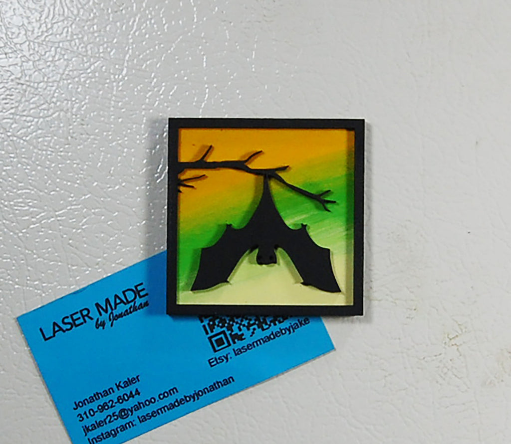 Hand-painted basswood bat magnet