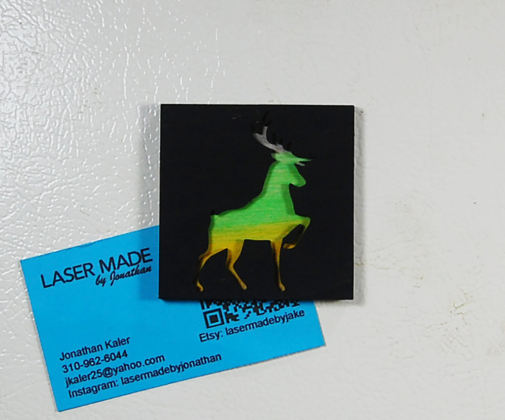 Hand-painted basswood buck magnet