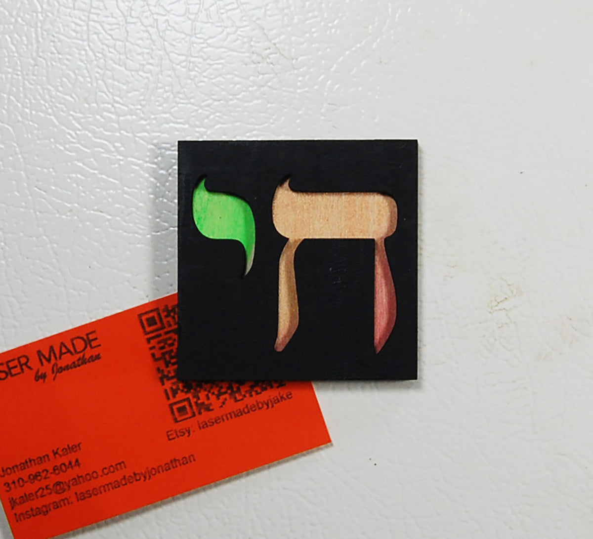 Hand-painted basswood Chai magnet