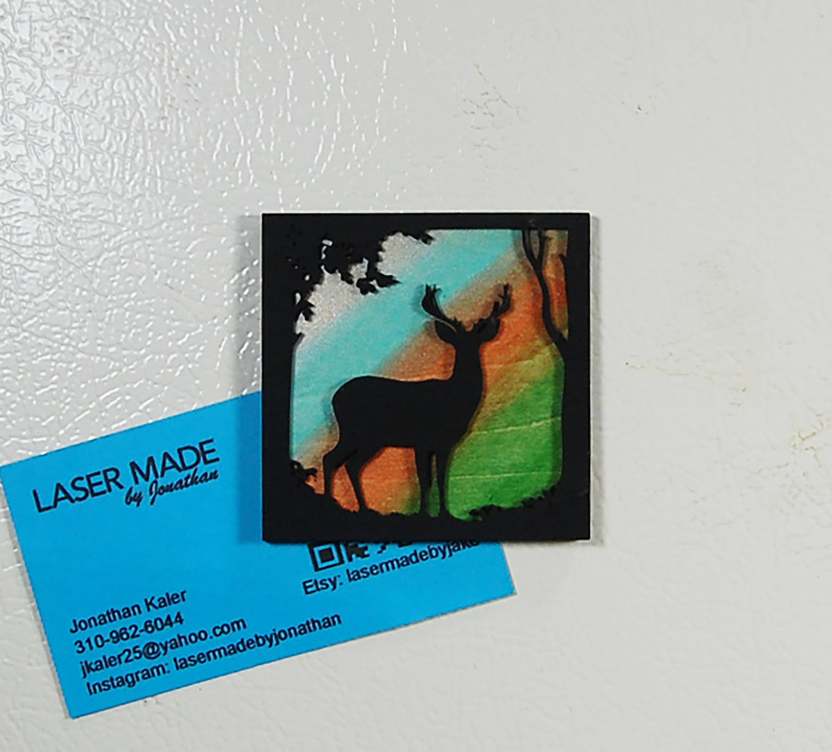 Hand-painted basswood deer magnet