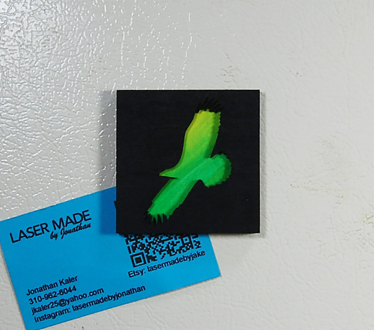 Hand-painted basswood eagle magnet
