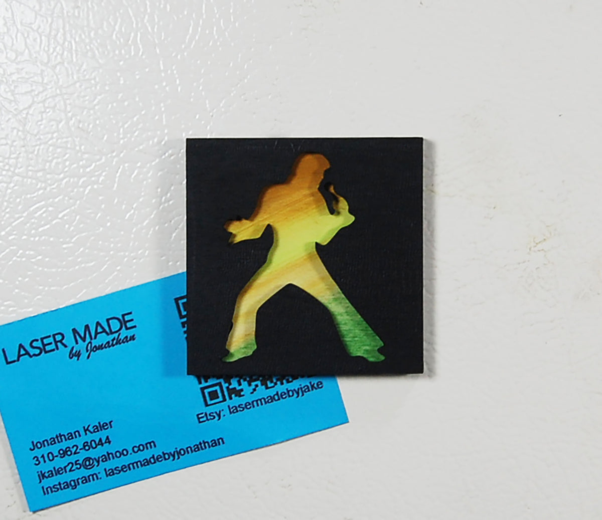 Hand-painted basswood Elvis magnet variation