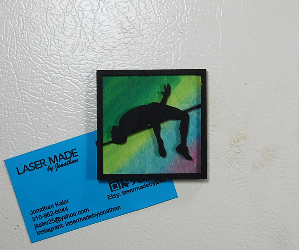 Hand-painted basswood high jump magnet variation
