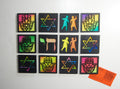 Group shot of colorful hand-painted Judaica basswood magnets