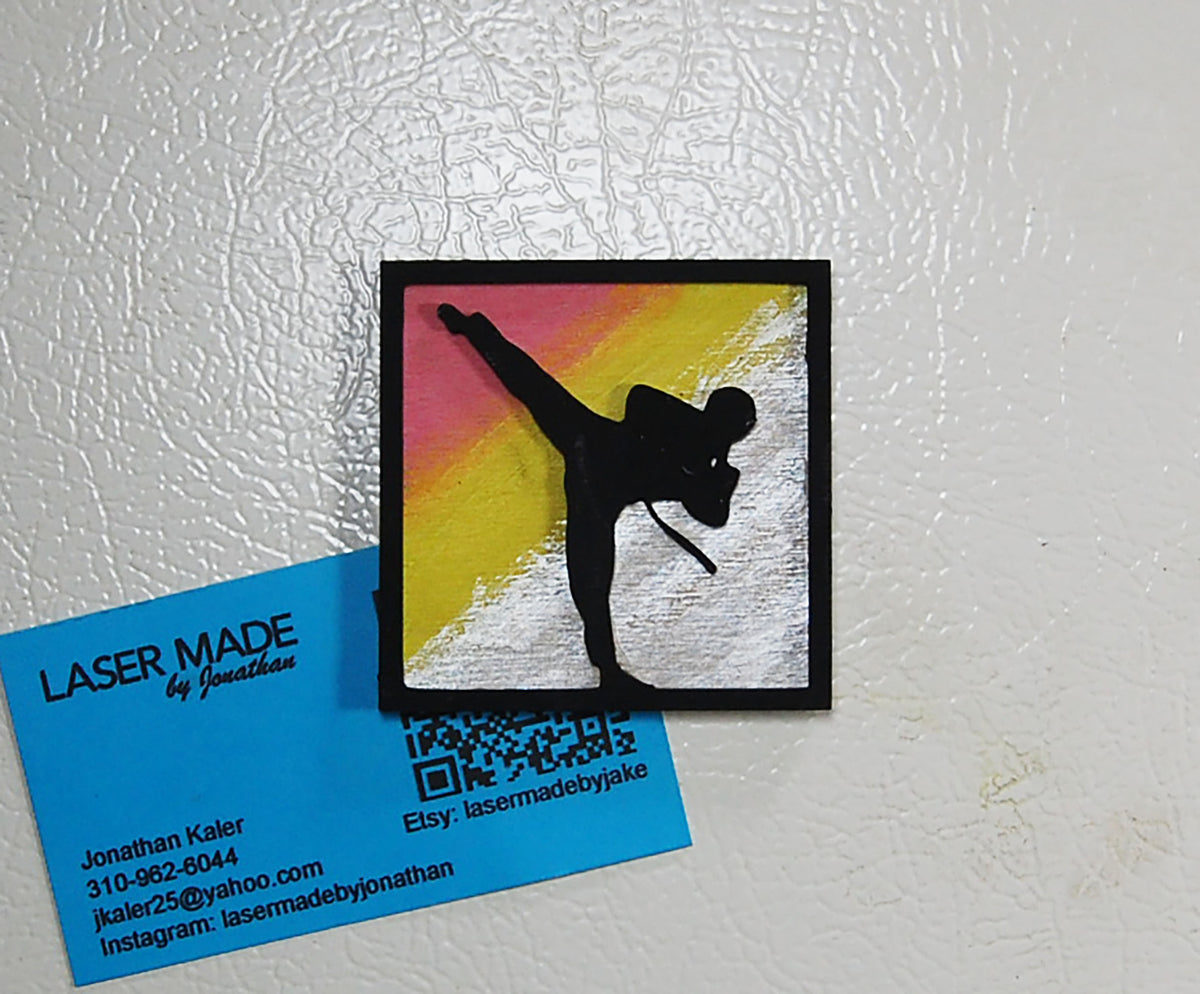 Hand-painted basswood karate magnet