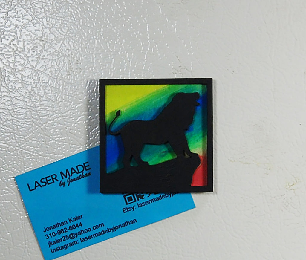 Hand-painted basswood lion magnet