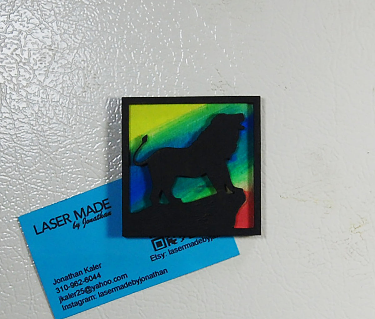Hand-painted basswood lion magnet