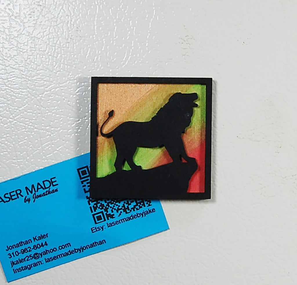 Hand-painted basswood lion magnet variation