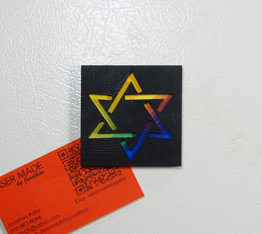 Hand-painted basswood Star of David magnet