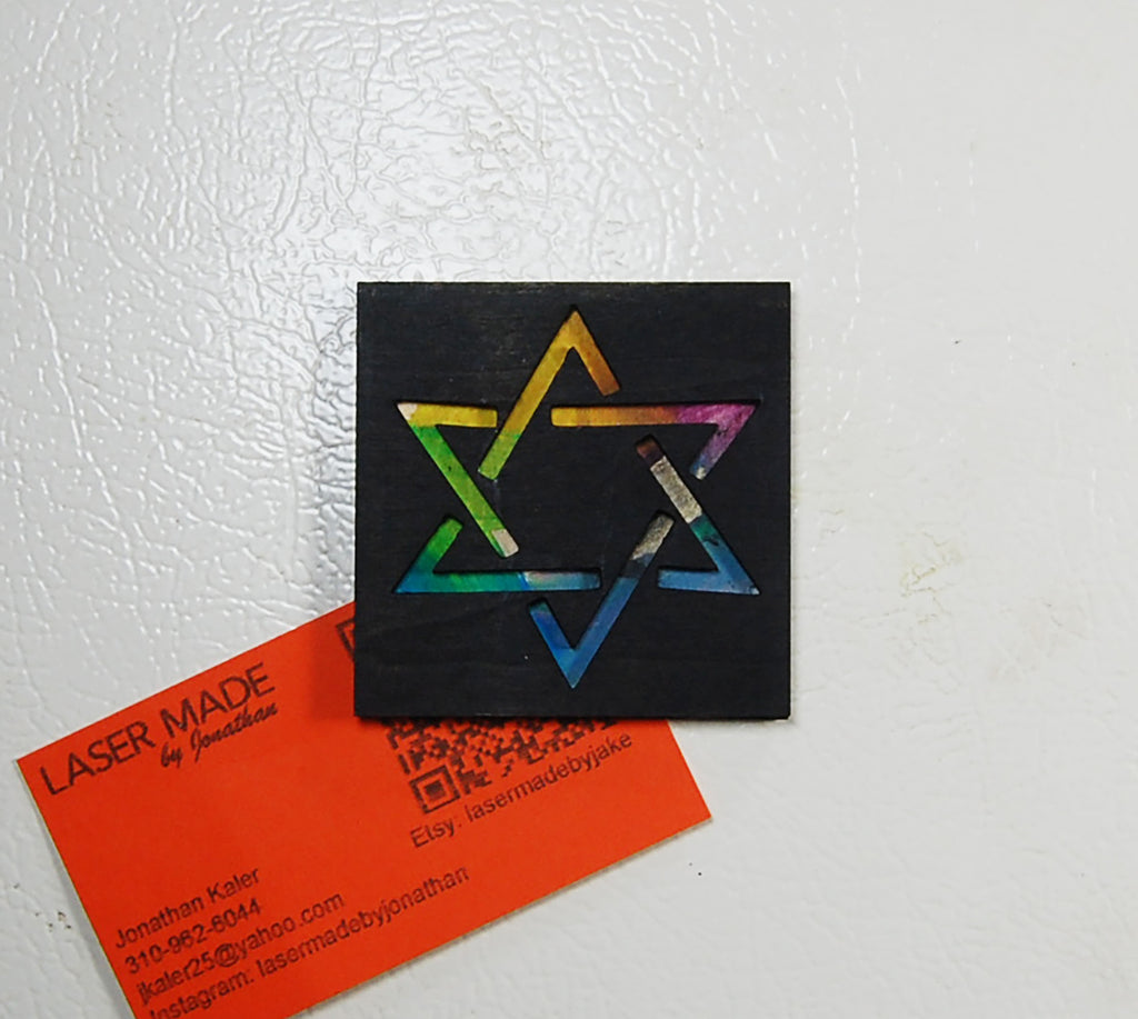 Hand-painted basswood Star of David magnet