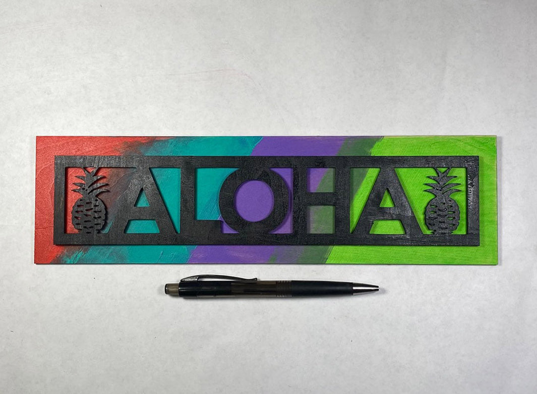Aloha Welcome Sign | Handmade Laser Cut Hand Painted Wood Home Decor