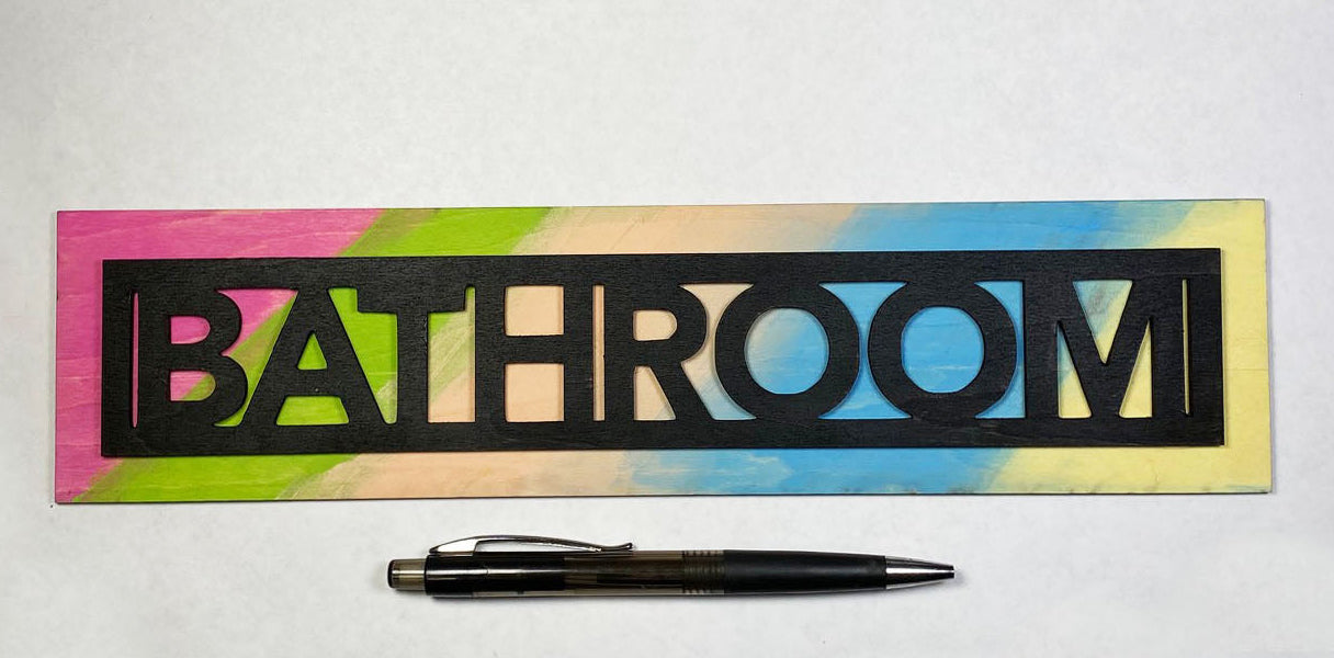 Bathroom Sign | Handmade Laser Cut Hand Painted Wood Home Decor