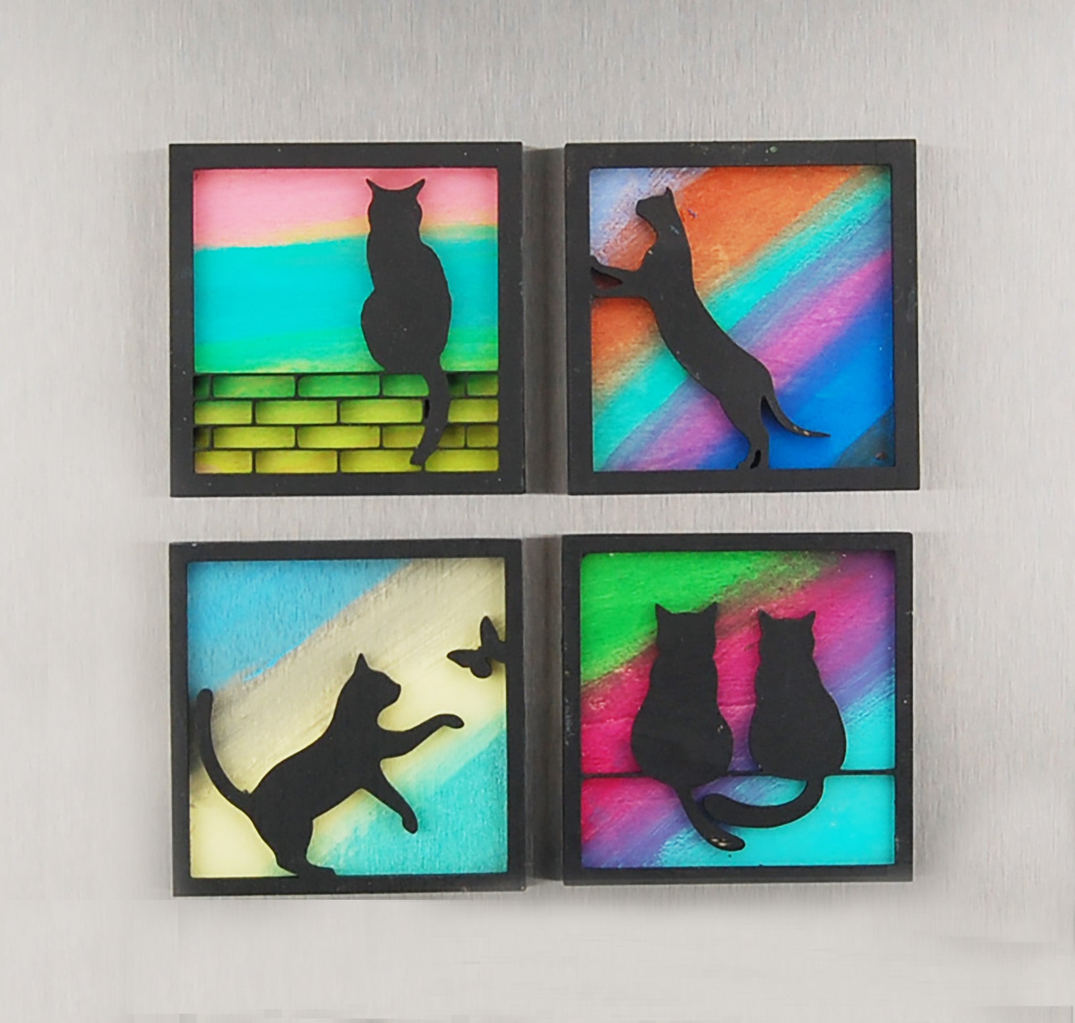 Refrigerator Magnet 4 Pack – Cat Theme
