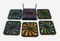 Coaster Set, 6 coasters, multi-layered basswood, laser cut, hand painted