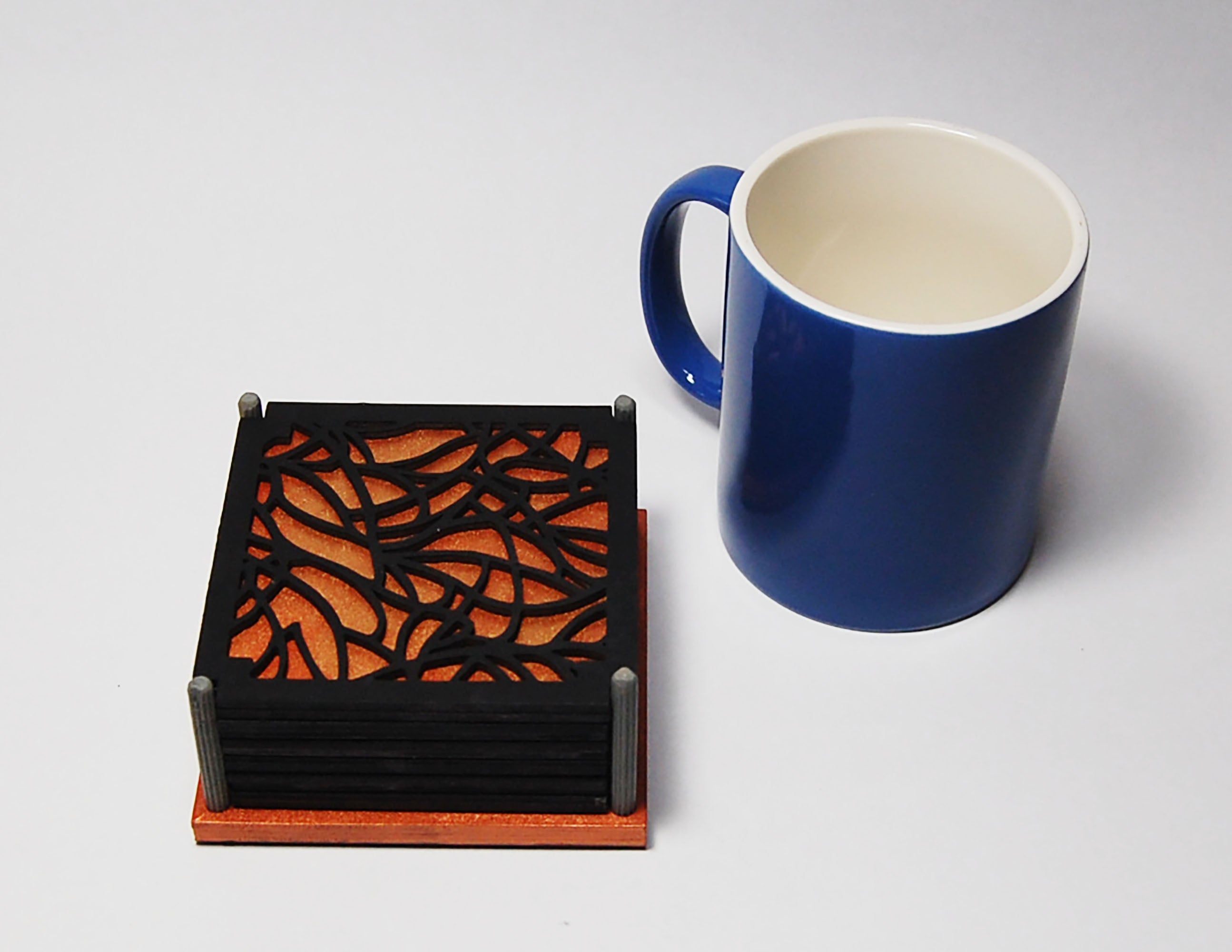 6 Coaster Set, laser cut, hand painted