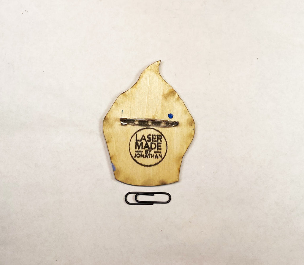Cupcake Wooden Pin | Handmade Laser Cut Wearable Art Brooch