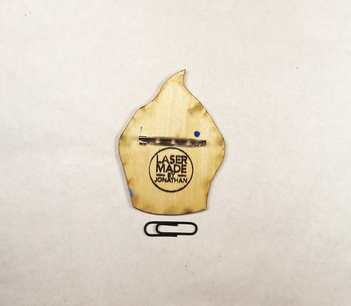 Cupcake Wooden Pin | Handmade Laser Cut Wearable Art Brooch
