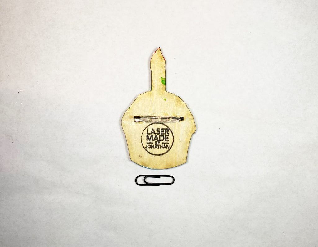 Cupcake Wooden Pin | Handmade Laser Cut Wearable Art Brooch