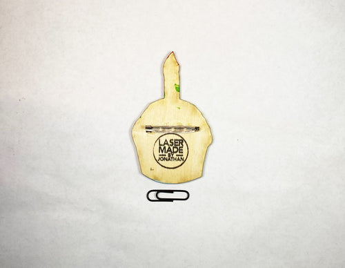 Cupcake Wooden Pin | Handmade Laser Cut Wearable Art Brooch