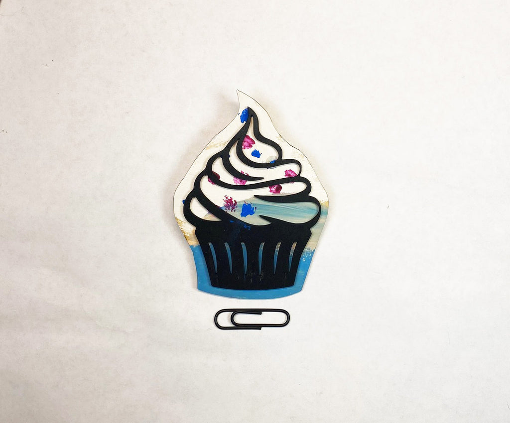 Cupcake Wooden Pin | Handmade Laser Cut Wearable Art Brooch