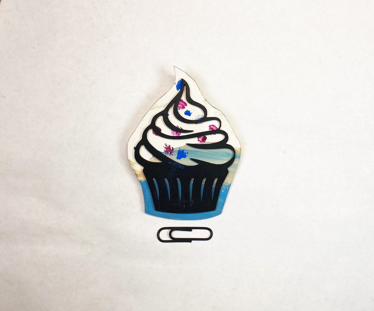 Cupcake Wooden Pin | Handmade Laser Cut Wearable Art Brooch