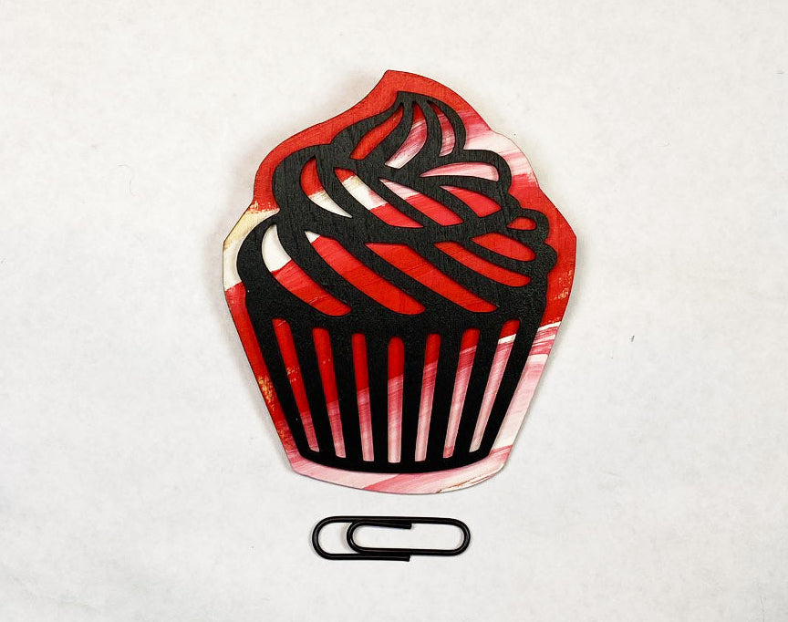 Cupcake Wooden Pin | Handmade Laser Cut Wearable Art Brooch