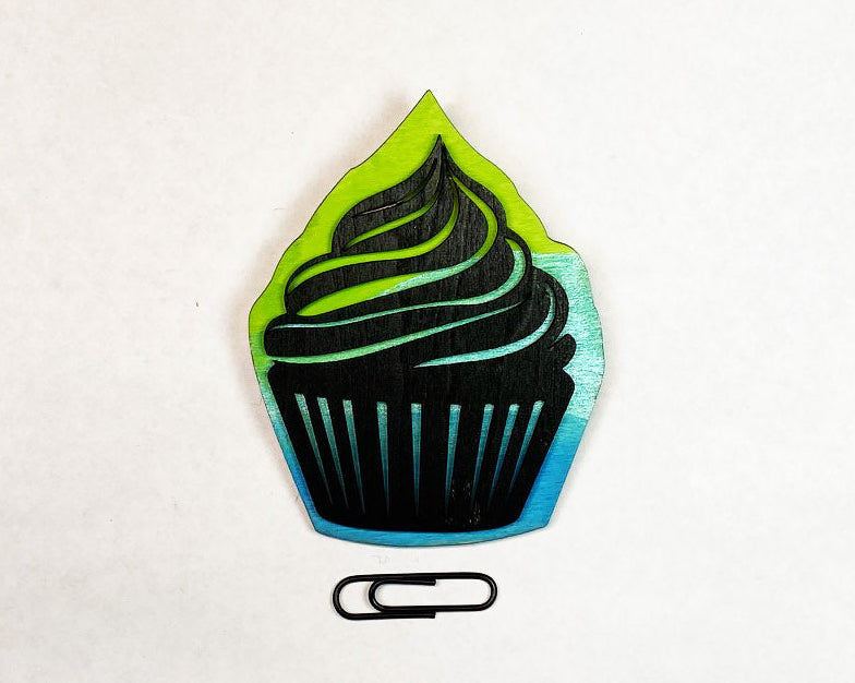 Cupcake Wooden Pin | Handmade Laser Cut Wearable Art Brooch