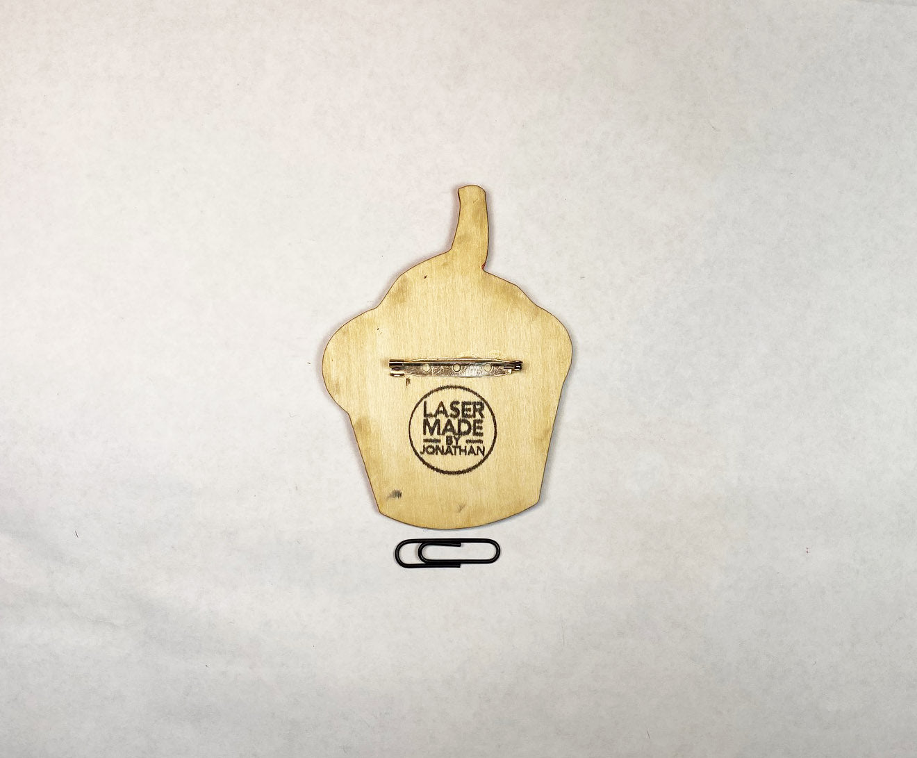 Cupcake Wooden Pin | Handmade Laser Cut Wearable Art Brooch