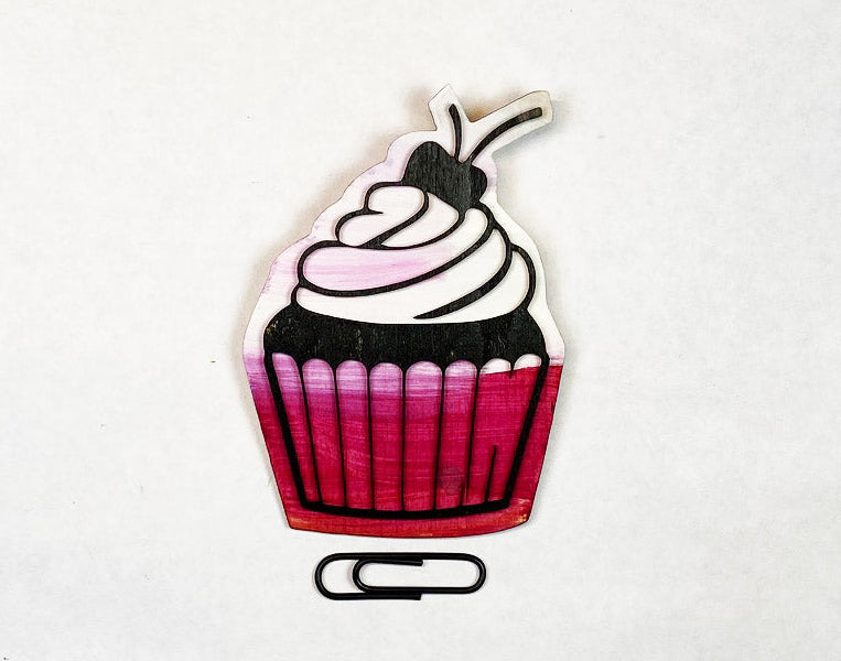 Cupcake Wooden Pin | Handmade Laser Cut Wearable Art Brooch