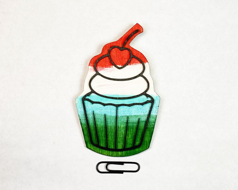 Cupcake Wooden Pin | Handmade Laser Cut Wearable Art Brooch