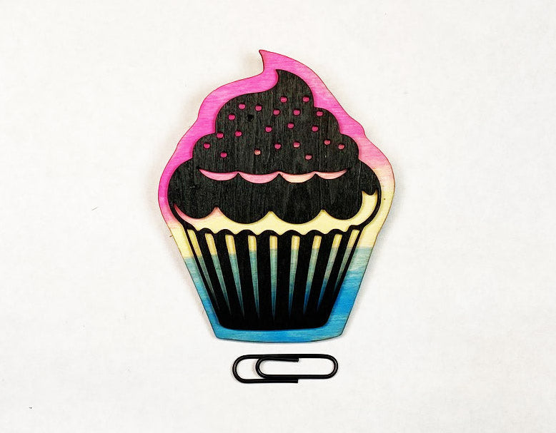Cupcake Wooden Pin | Handmade Laser Cut Wearable Art Brooch