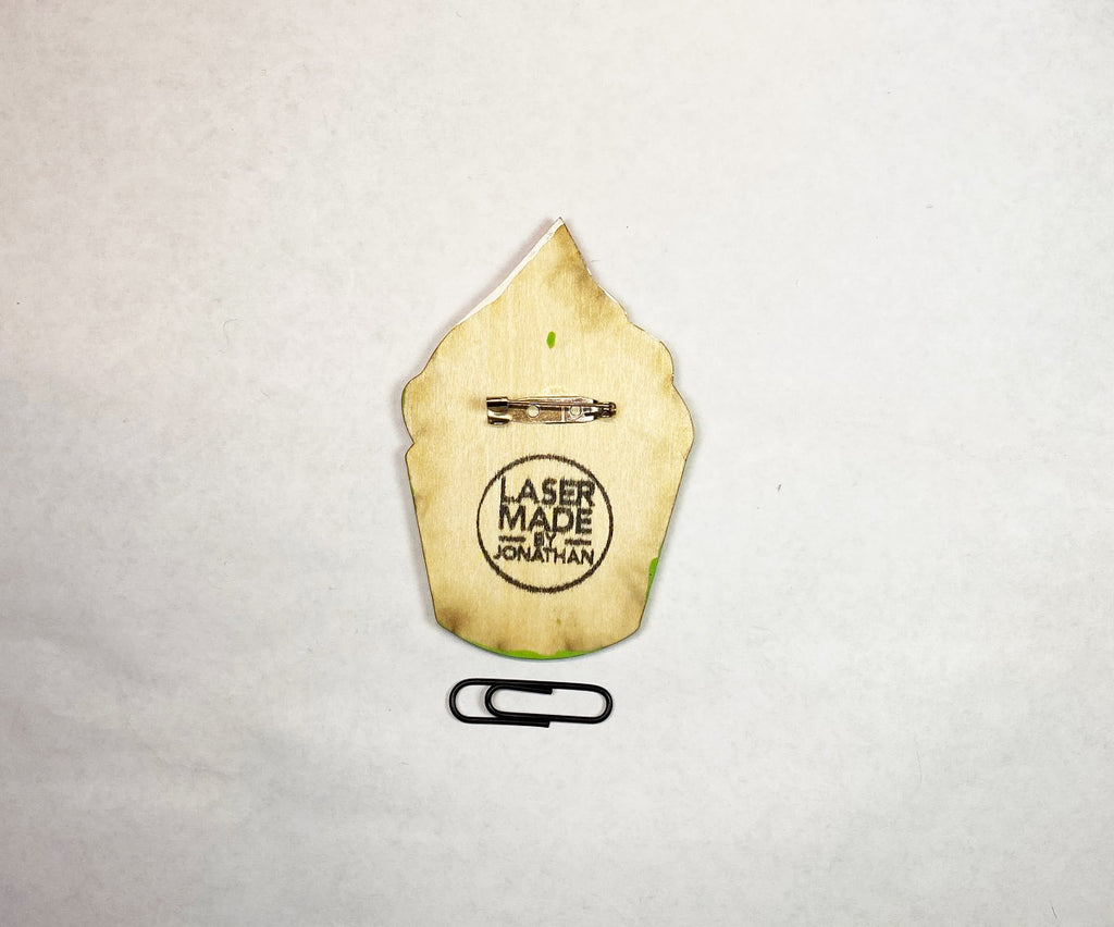 Cupcake Wooden Pin | Handmade Laser Cut Wearable Art Brooch