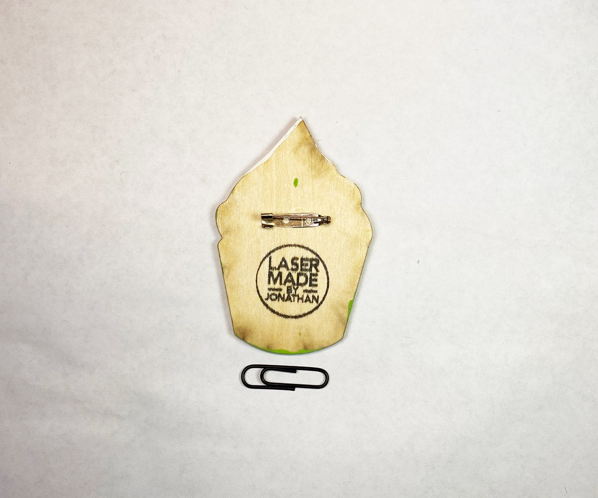 Cupcake Wooden Pin | Handmade Laser Cut Wearable Art Brooch
