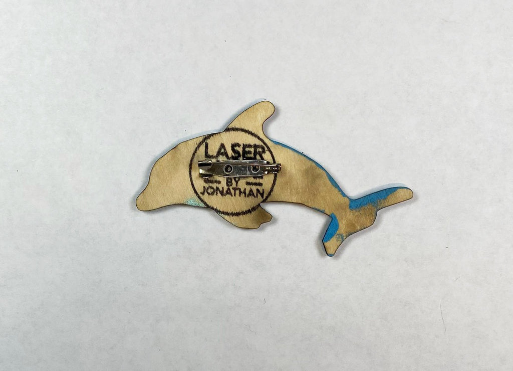 Dolphin Wooden Pin | Handmade Laser Cut Wearable Art Brooch