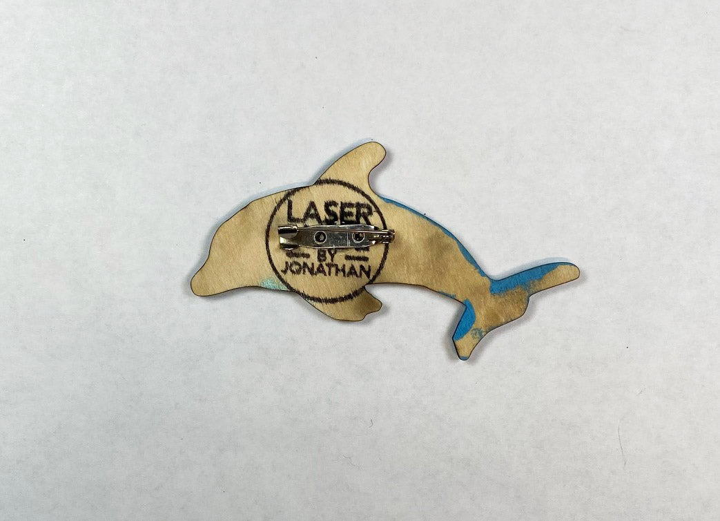Dolphin Wooden Pin | Handmade Laser Cut Wearable Art Brooch