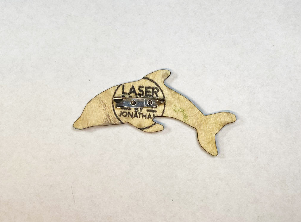 Dolphin Wooden Pin | Handmade Laser Cut Wearable Art Brooch