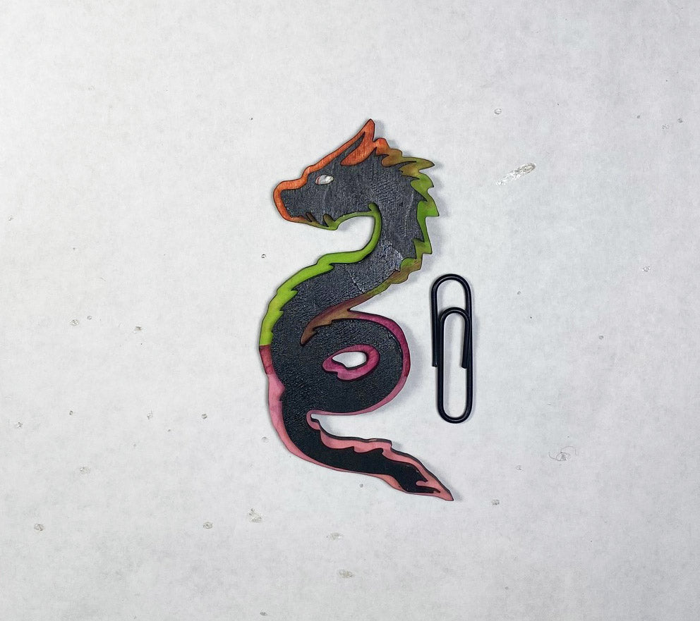 Dragon Wooden Pin | Handmade Laser Cut Wearable Art Brooch