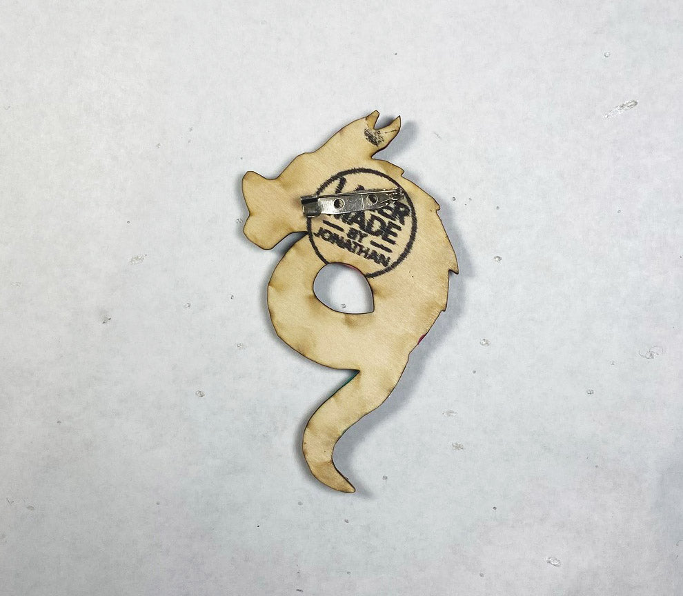 Dragon Wooden Pin | Handmade Laser Cut Wearable Art Brooch