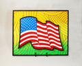 Patriotic Flag Display, Laser Cut, Hand Painted, 14.5" x 11.75"