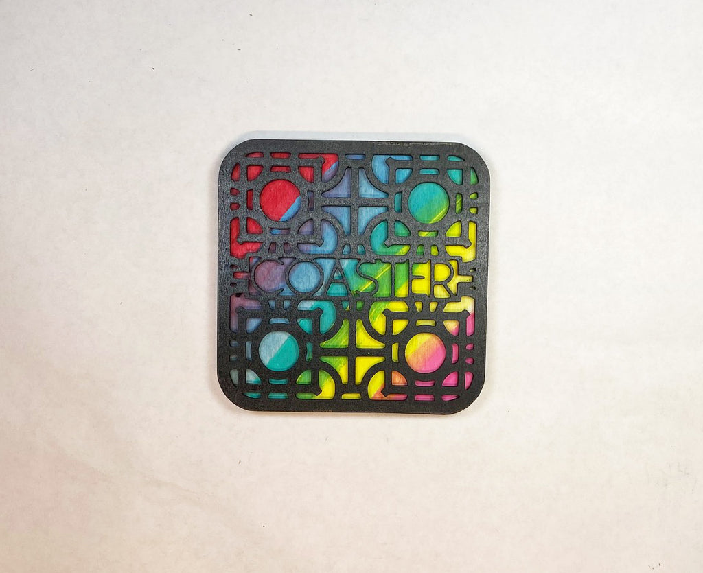 Frank Lloyd Wright Coaster Set of 6 | Handmade Laser Cut Wood Coasters with Holder | Architecture Gift | Mid-Century Modern Home Decor