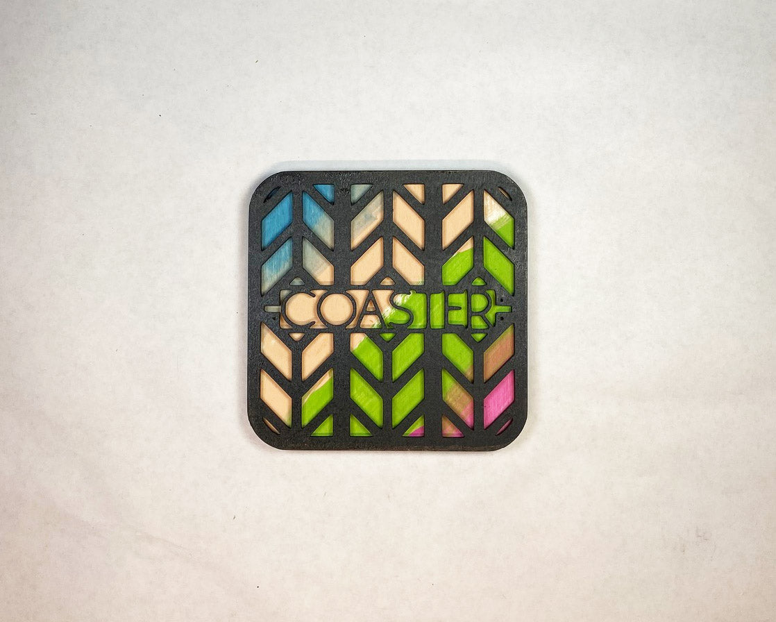 Frank Lloyd Wright Coaster Set of 6 | Handmade Laser Cut Wood Coasters with Holder | Architecture Gift | Mid-Century Modern Home Decor