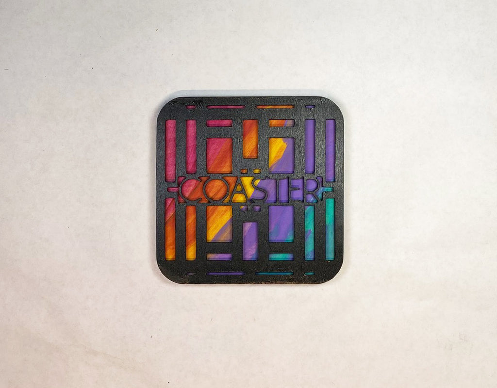 Frank Lloyd Wright Coaster Set of 6 | Handmade Laser Cut Wood Coasters with Holder | Architecture Gift | Mid-Century Modern Home Decor