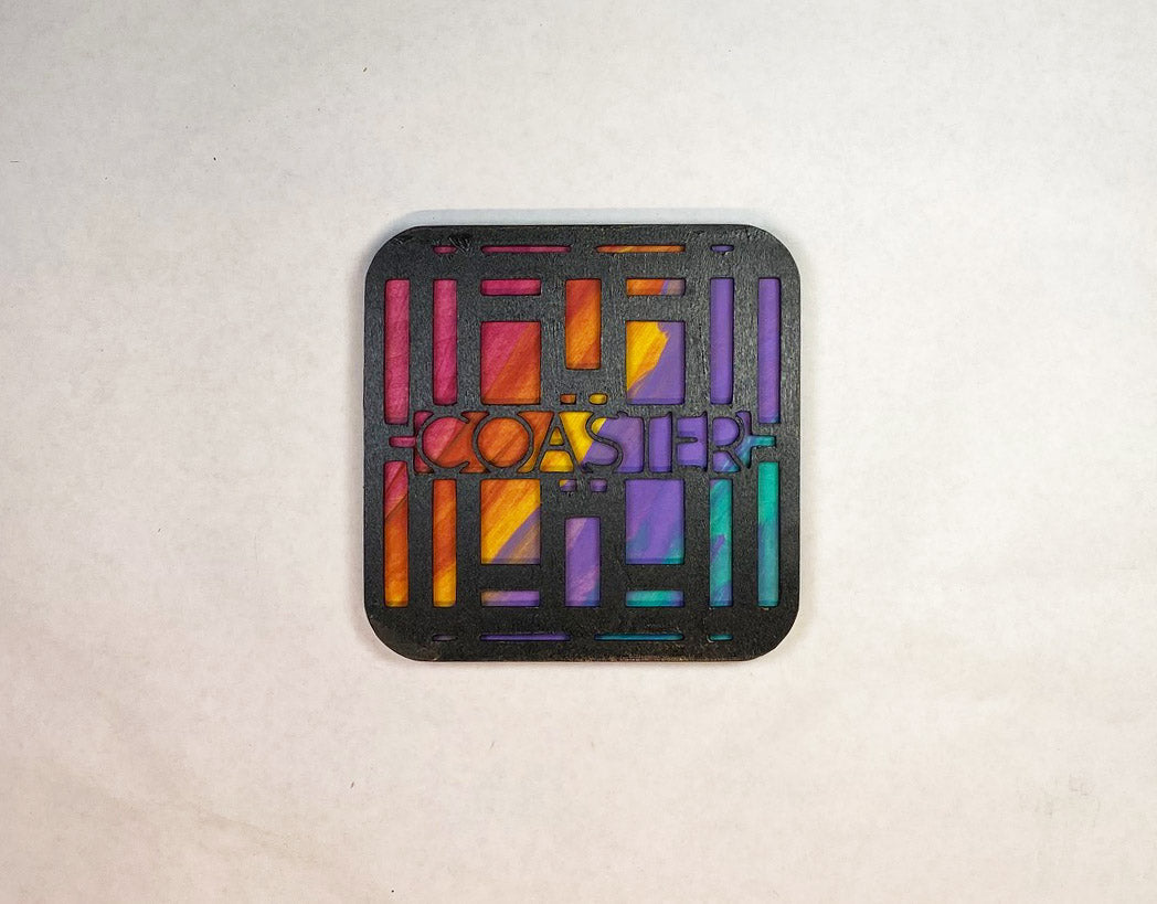 Frank Lloyd Wright Coaster Set of 6 | Handmade Laser Cut Wood Coasters with Holder | Architecture Gift | Mid-Century Modern Home Decor